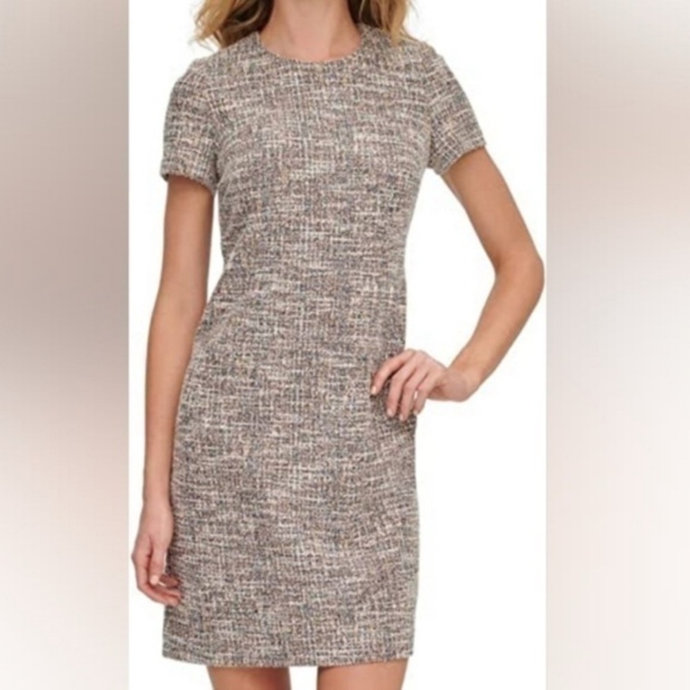 Women’s Tweed Shift Dress in Neutral Multi